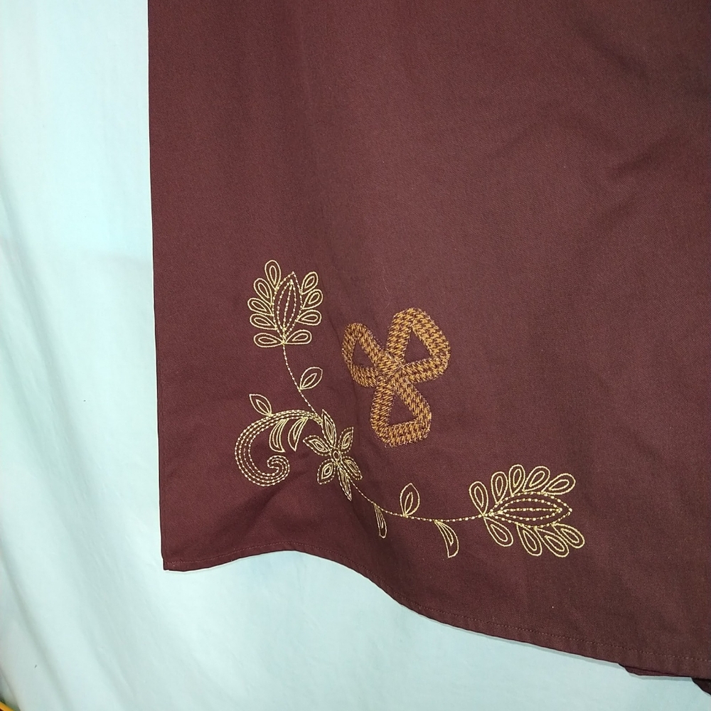 Bechamel long A-line skirt embroidered floral denim Brown 12 - Picture 6 of 7